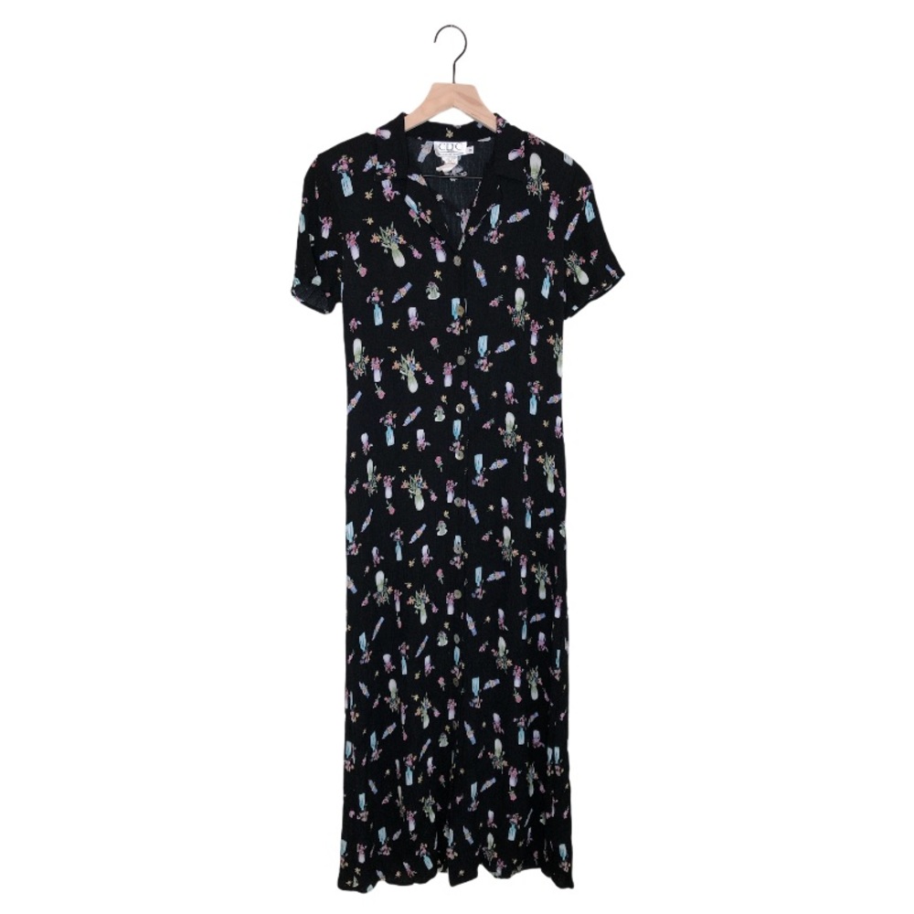 Vintage 80s CDC Floral Button Front Dress 8